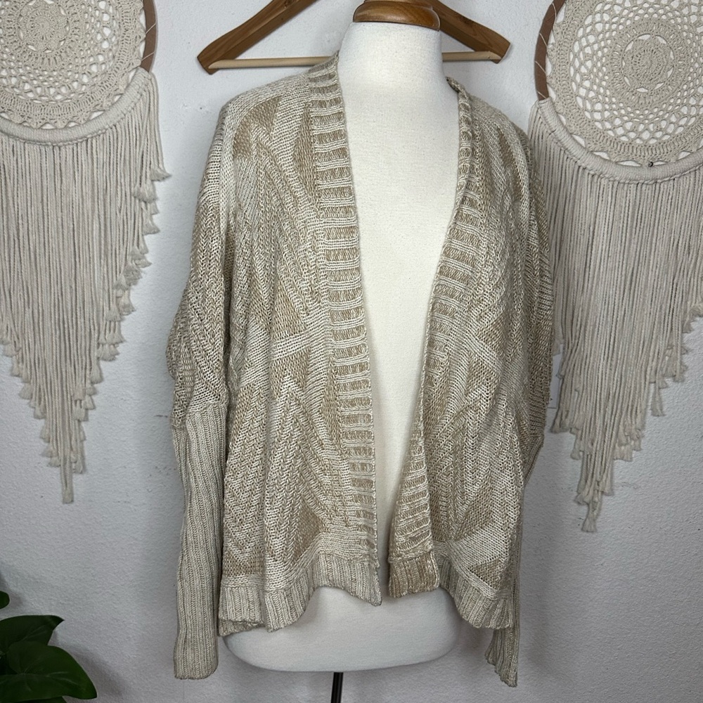 Sparkle & Fade Beige Knit Cardigan Medium